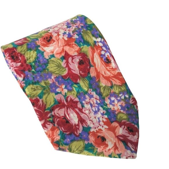 Camden Court Floral Flowers Roses Multicolor Novelty Necktie - Picture 1 of 6